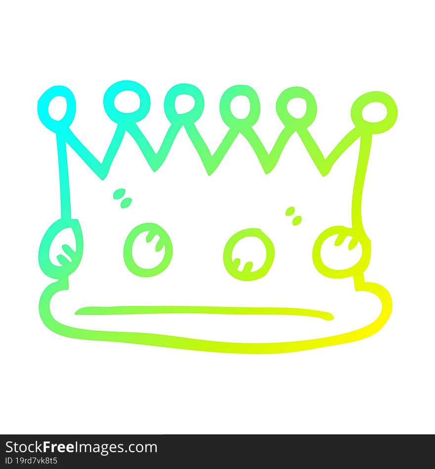 cold gradient line drawing of a cartoon royal crown