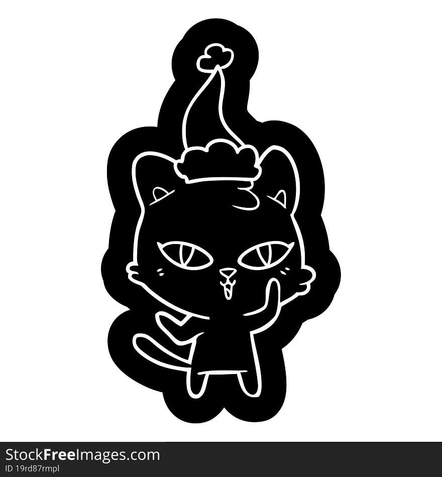 cartoon icon of a cat wearing santa hat