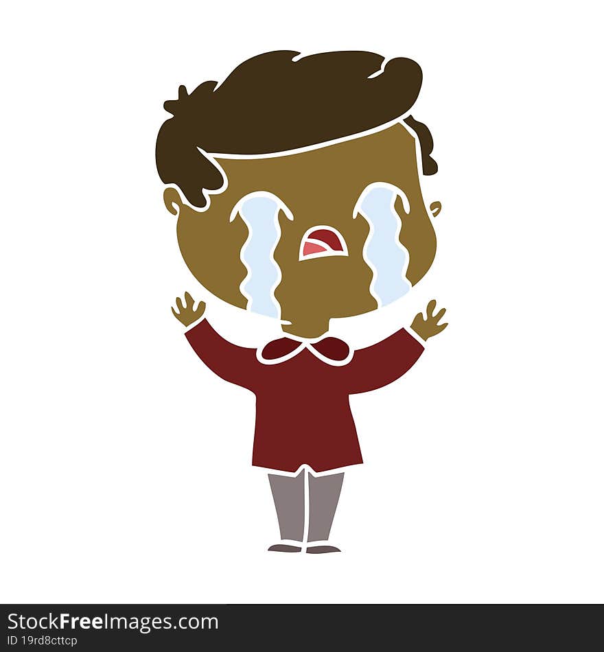 flat color style cartoon man crying