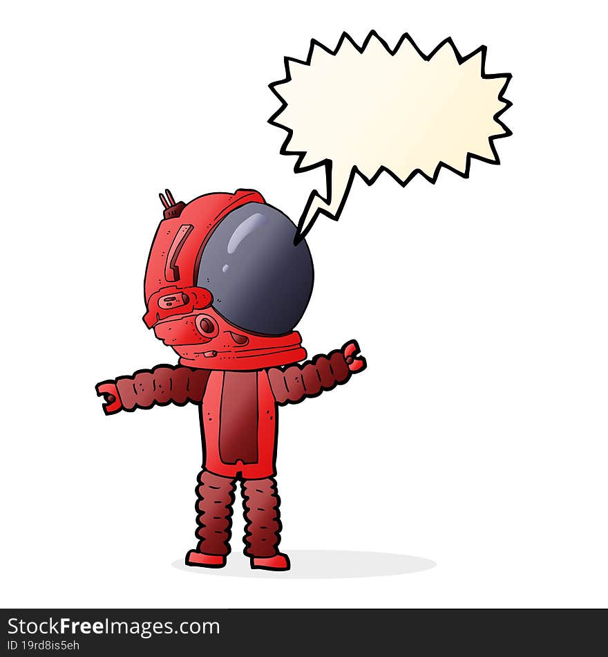 cartoon astronaut with speech bubble