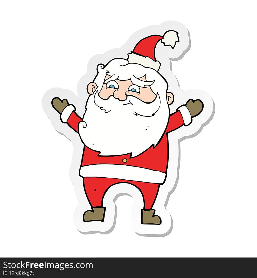 sticker of a cartoon happy santa claus