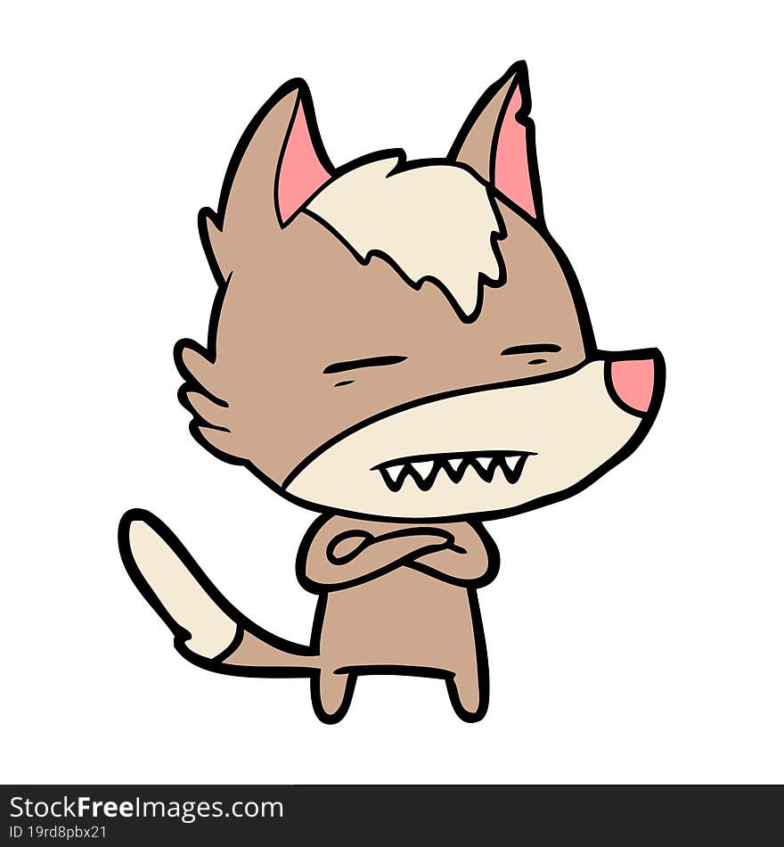 cartoon wolf showing teeth. cartoon wolf showing teeth