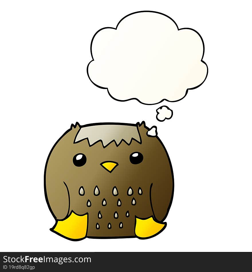 cartoon owl and thought bubble in smooth gradient style