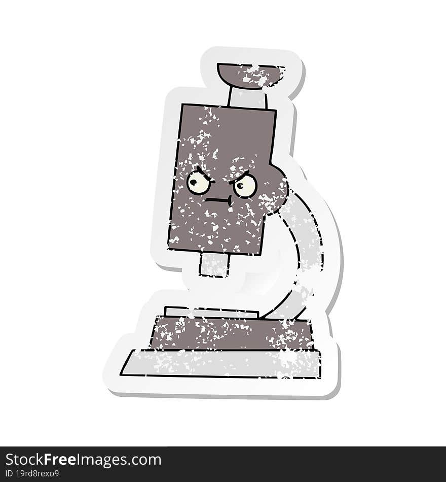 distressed sticker of a cute cartoon microscope