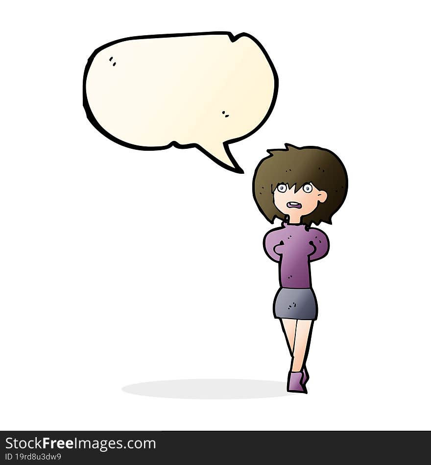 cartoon shocked woman with speech bubble