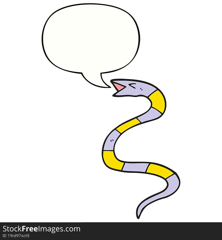 hissing cartoon snake and speech bubble