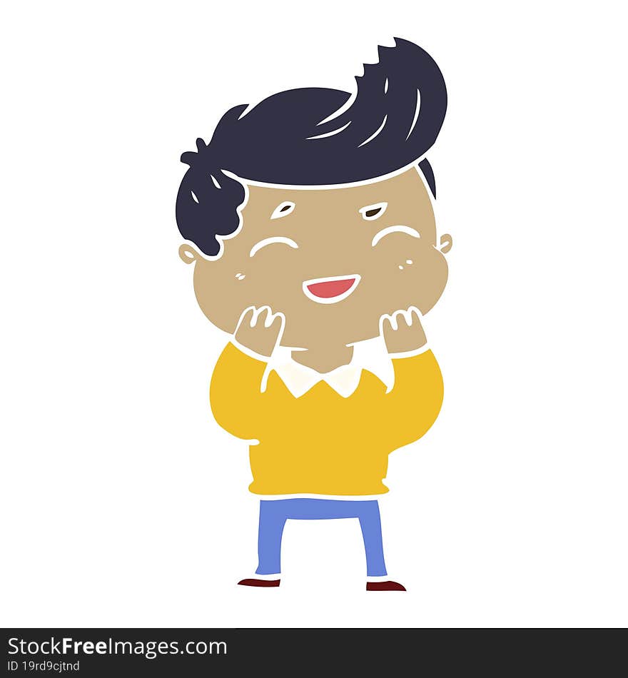 flat color style cartoon man laughing