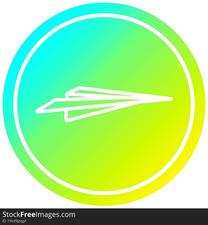 paper plane circular icon with cool gradient finish. paper plane circular icon with cool gradient finish