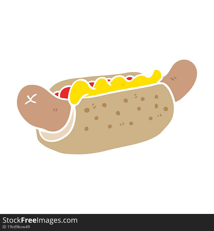 flat color style cartoon hot dog. flat color style cartoon hot dog