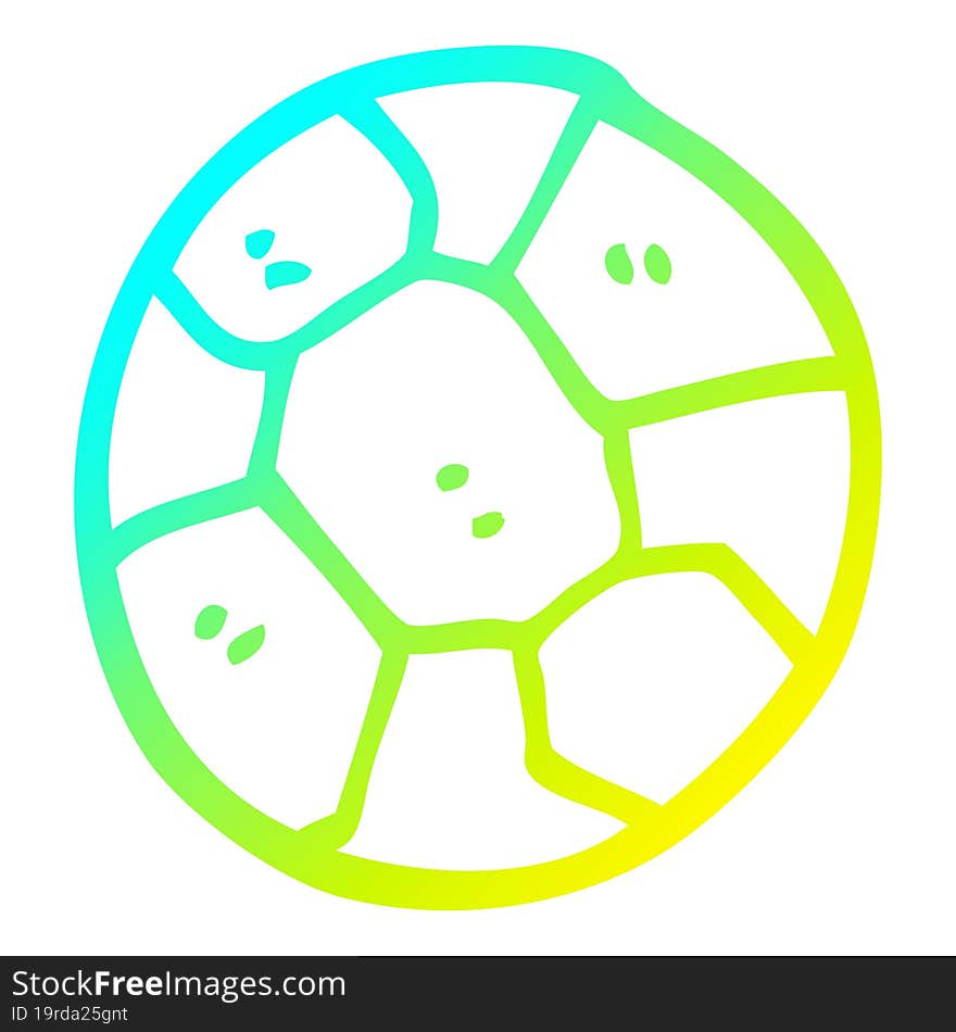 Cold Gradient Line Drawing Cartoon Soccer Ball