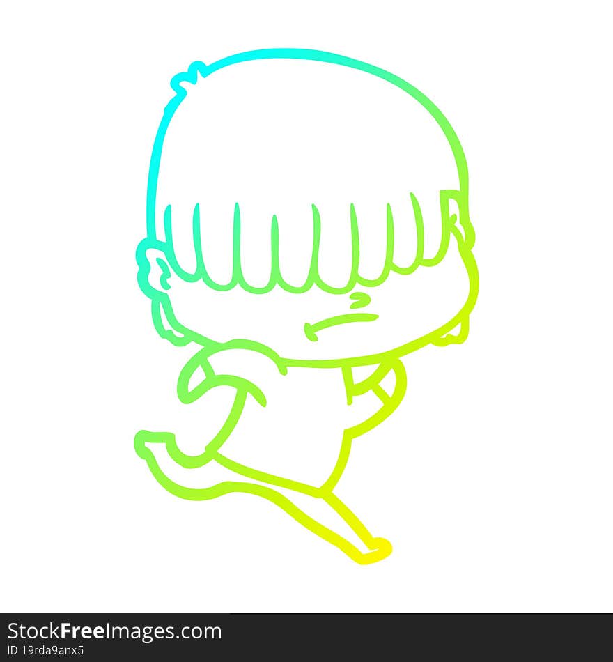 cold gradient line drawing of a cartoon boy with untidy hair