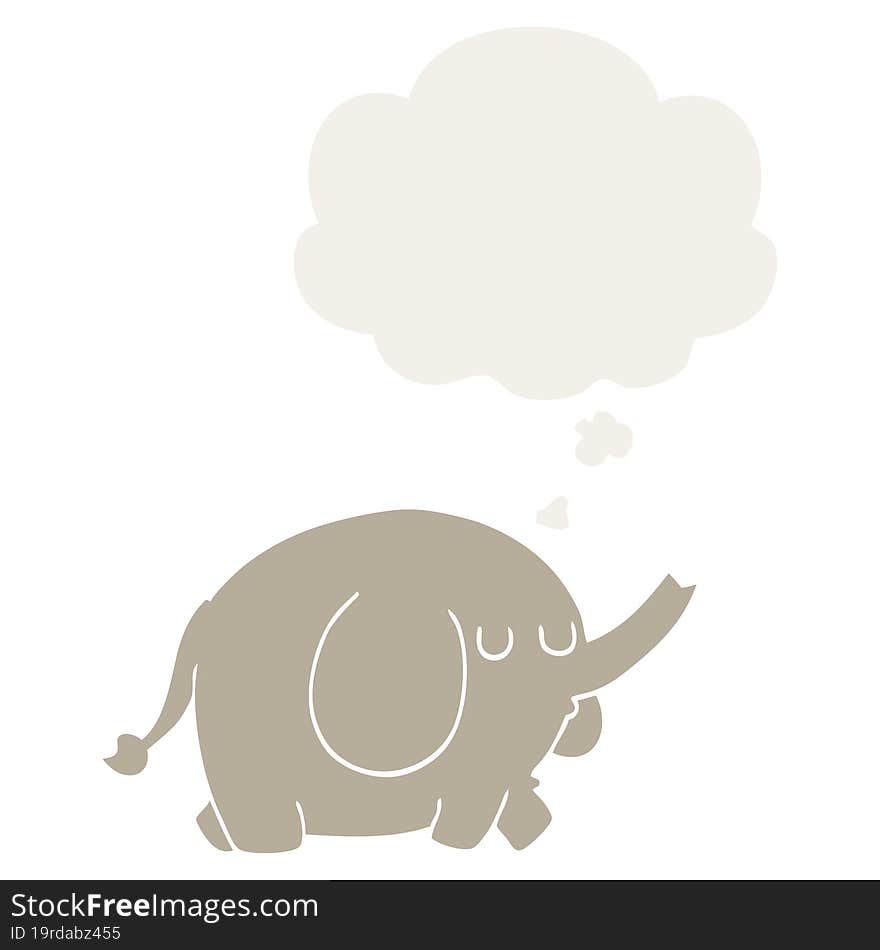 cartoon elephant and thought bubble in retro style