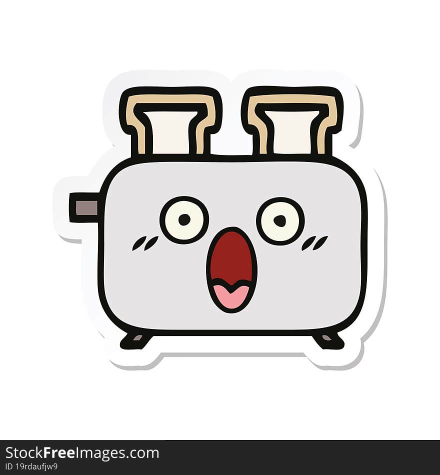 sticker of a cute cartoon of a toaster