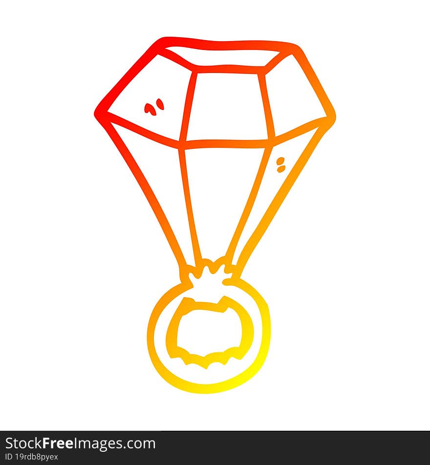 warm gradient line drawing of a cartoon red ruby ring