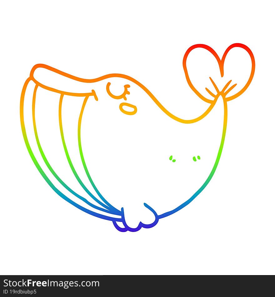 rainbow gradient line drawing cartoon whale