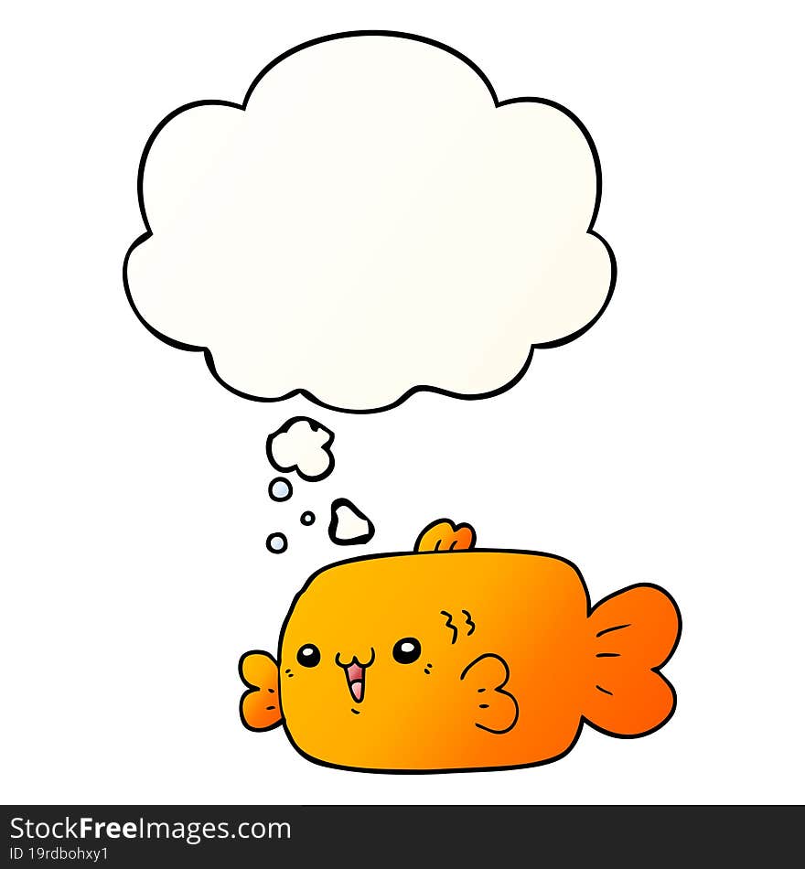 cartoon fish and thought bubble in smooth gradient style