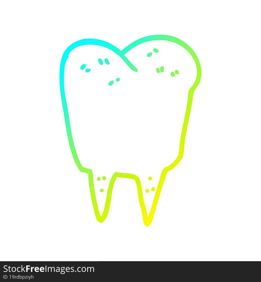 Cold Gradient Line Drawing Cartoon Tooth