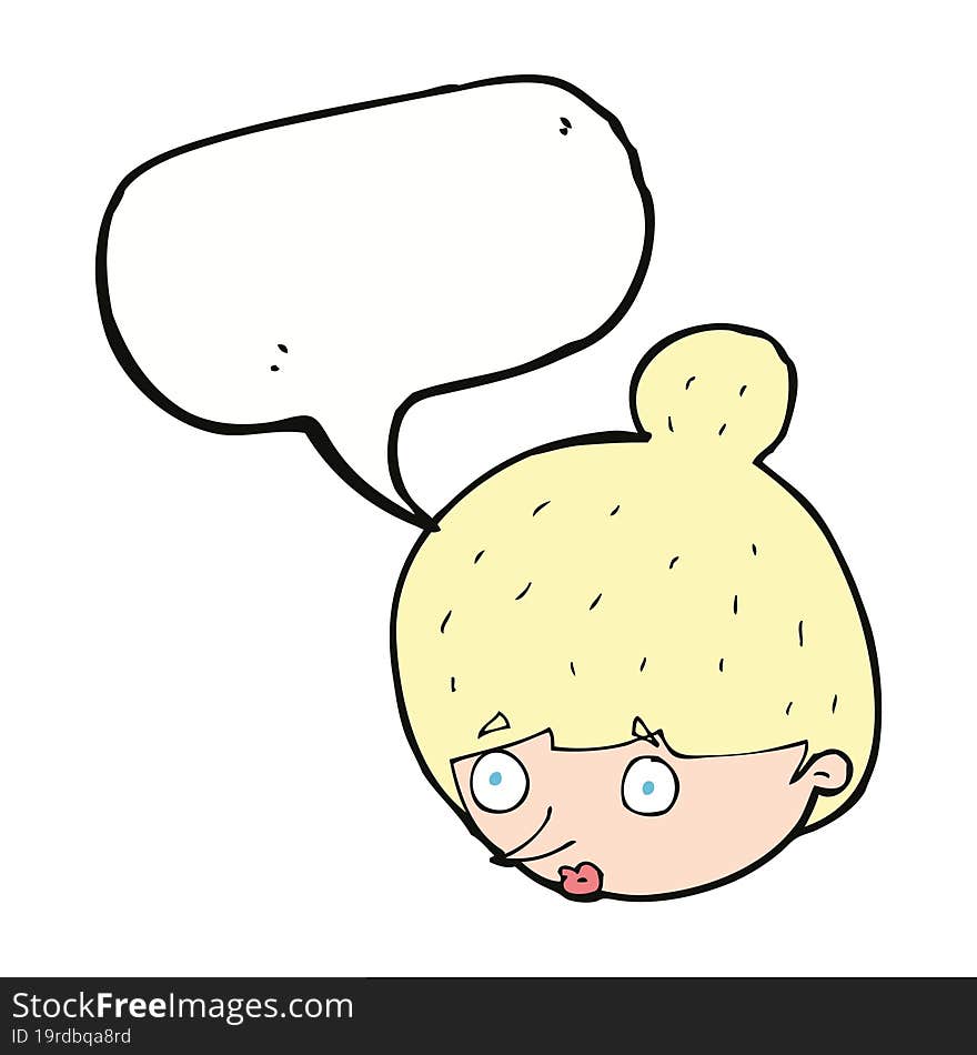 cartoon surprised woman s face with speech bubble