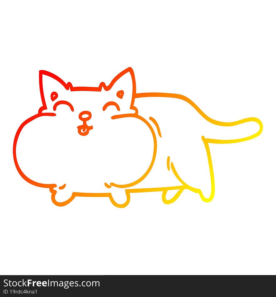 warm gradient line drawing cartoon happy cat