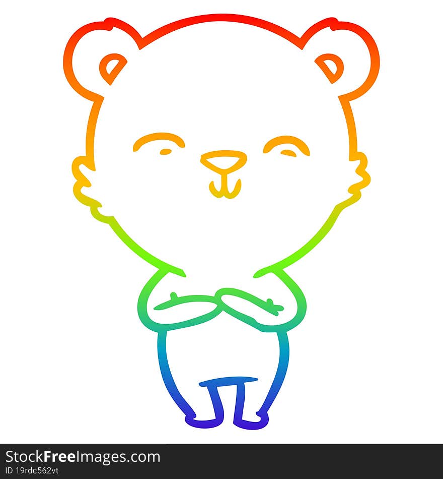 rainbow gradient line drawing happy cartoon bear