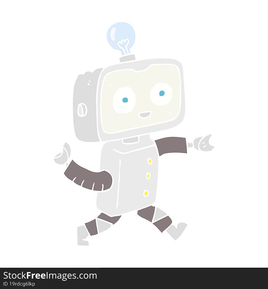 Flat Color Illustration Of A Cartoon Robot