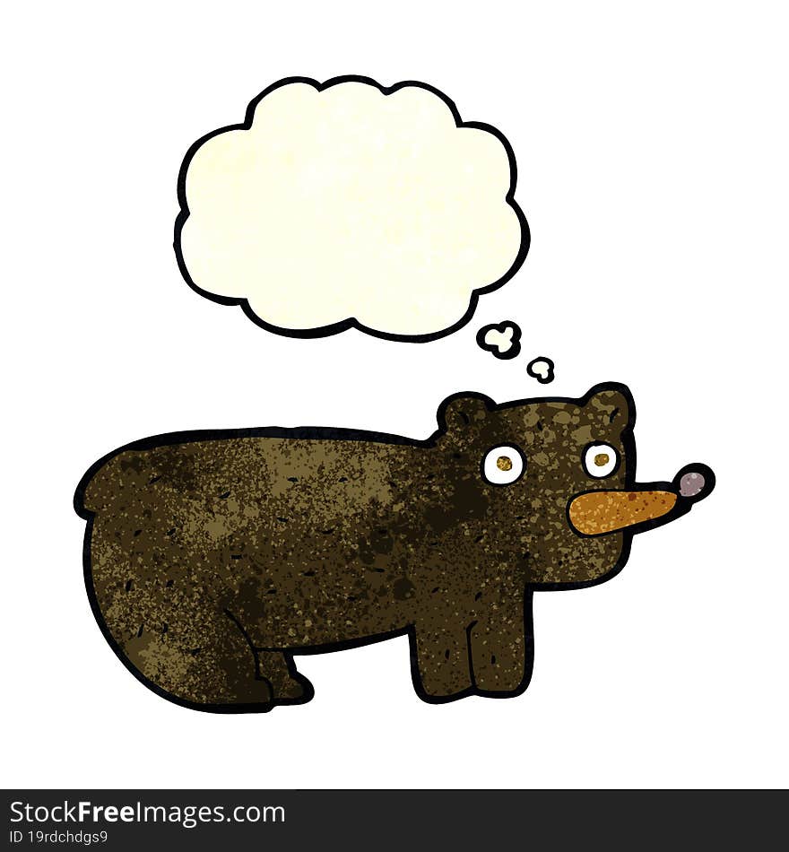 funny cartoon black bear with thought bubble