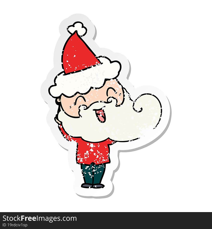 Happy Bearded Man Wearing Santa Hat