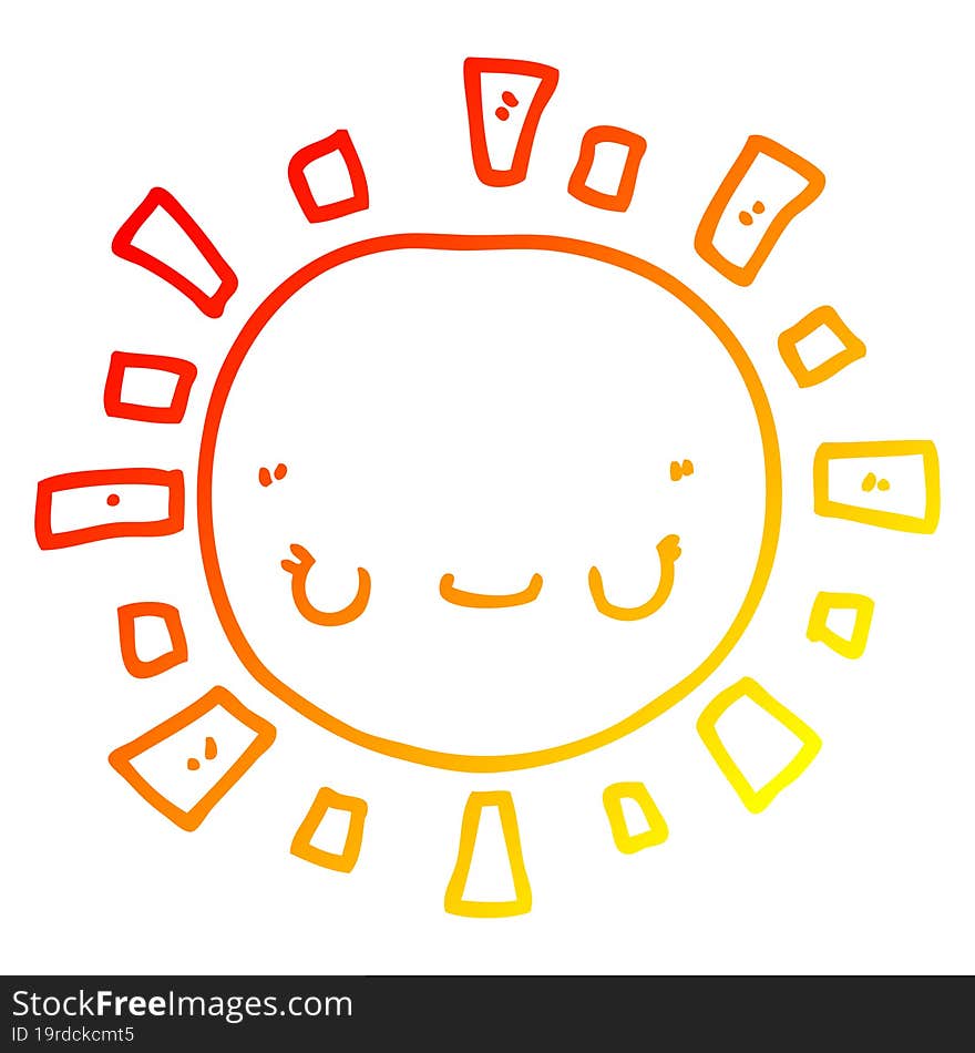 warm gradient line drawing of a cartoon sun