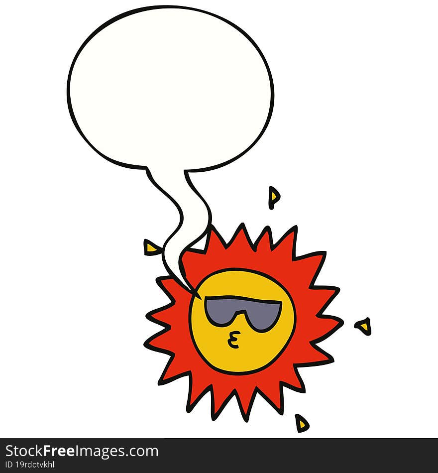 Cartoon Sun And Speech Bubble