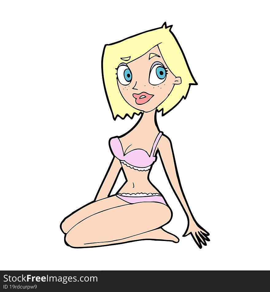 cartoon pretty woman in underwear