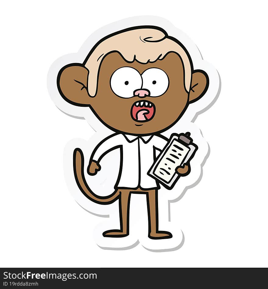 sticker of a cartoon shocked monkey