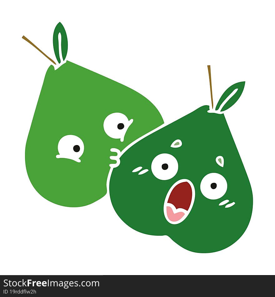 flat color retro cartoon pears