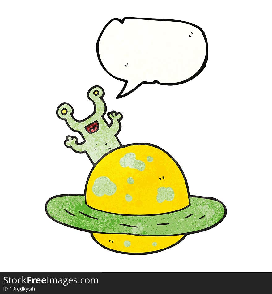 freehand speech bubble textured cartoon alien planet