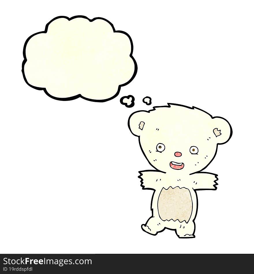 cartoon teddy polar bear cub with thought bubble