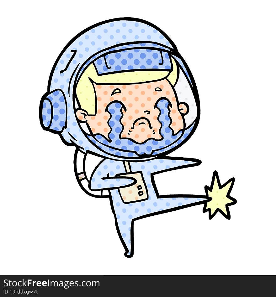 cartoon crying astronaut. cartoon crying astronaut