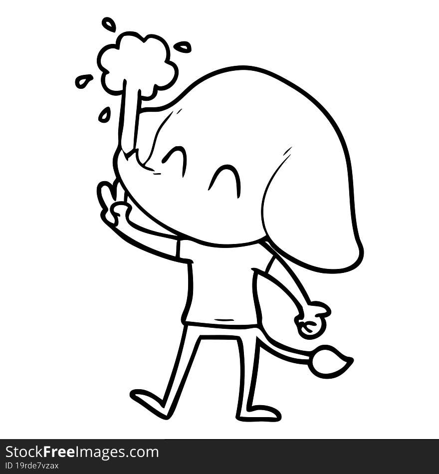 cute cartoon elephant spouting water. cute cartoon elephant spouting water