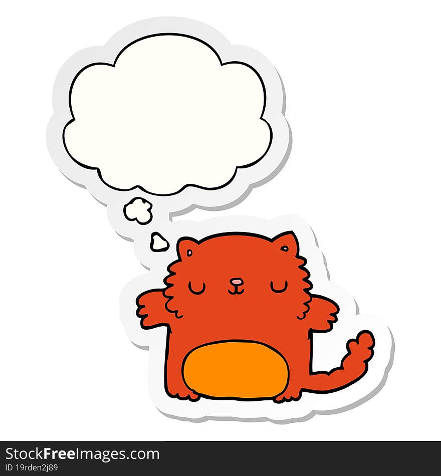 cartoon cat with thought bubble as a printed sticker