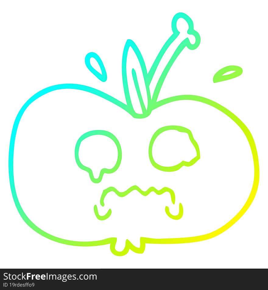 cold gradient line drawing cartoon sad apple