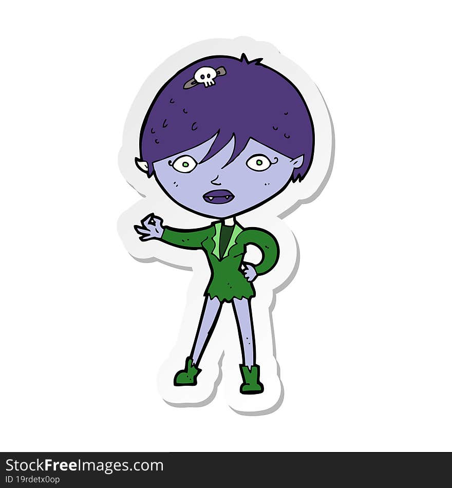 Sticker Of A Cartoon Vampire Girl