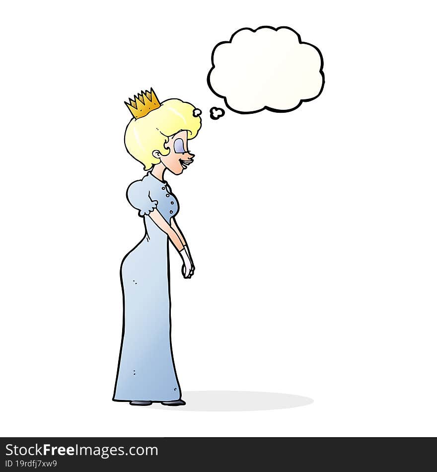 cartoon princess with thought bubble