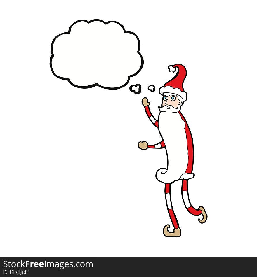 cartoon skinny santa with thought bubble