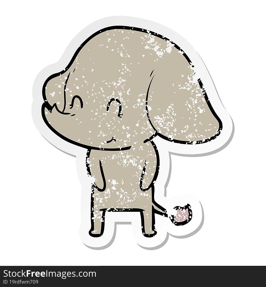 distressed sticker of a cute cartoon elephant