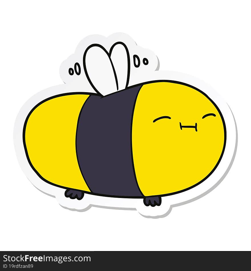 sticker of a happy cartoon bee