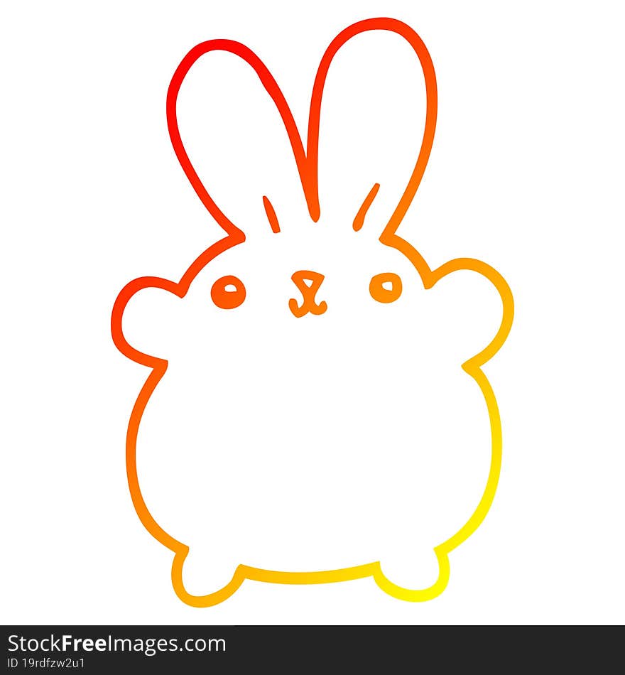 Warm Gradient Line Drawing Cute Cartoon Rabbit