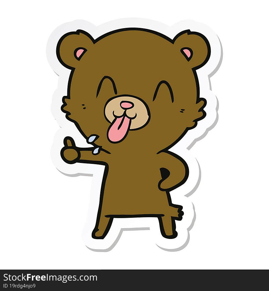 sticker of a rude cartoon bear