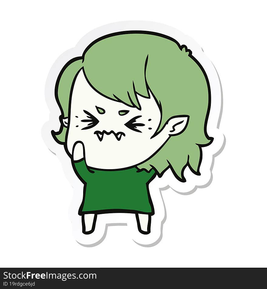 sticker of a annoyed cartoon vampire girl