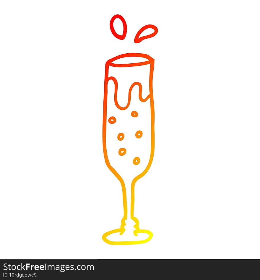 warm gradient line drawing cartoon glass of champagne