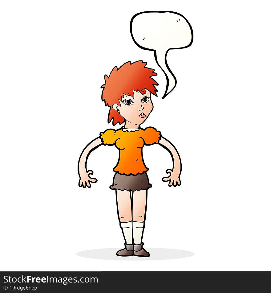 Cartoon Curious Woman With Speech Bubble