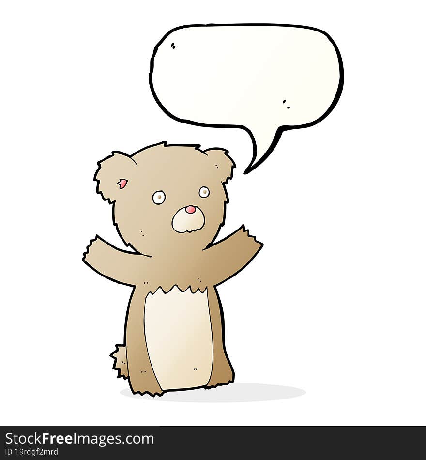 cartoon teddy bear with speech bubble