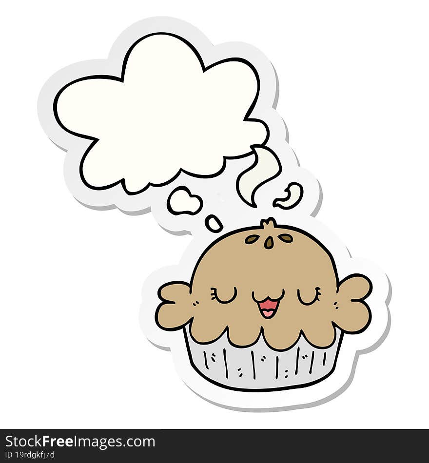 Cute Cartoon Pie And Thought Bubble As A Printed Sticker